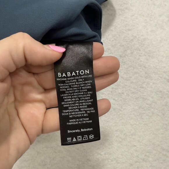 Babaton Shirt Womens Extra Small Blue Short Sleeve Crewneck Stretch Crop Top - Picture 3 of 8